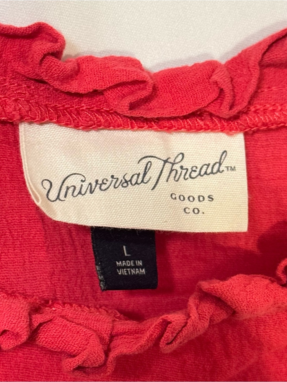 Universal Thread Bright Red Ribbed Cami with Ruffle Neckline - Picture 6 of 7